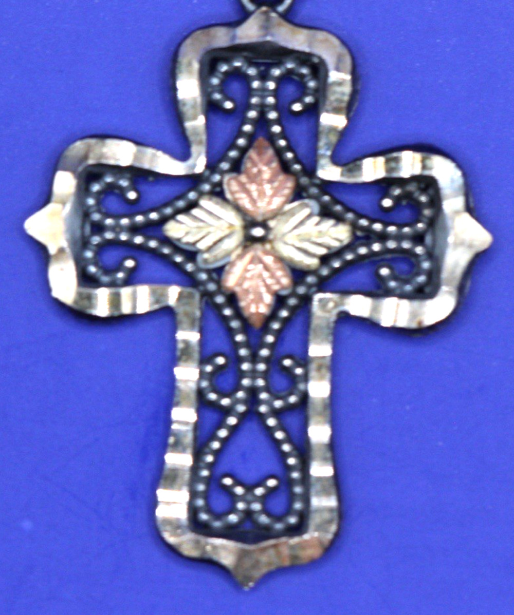 Coleman Co.Sterling Silver and 12k Tri Color Cross Pendant #BG2